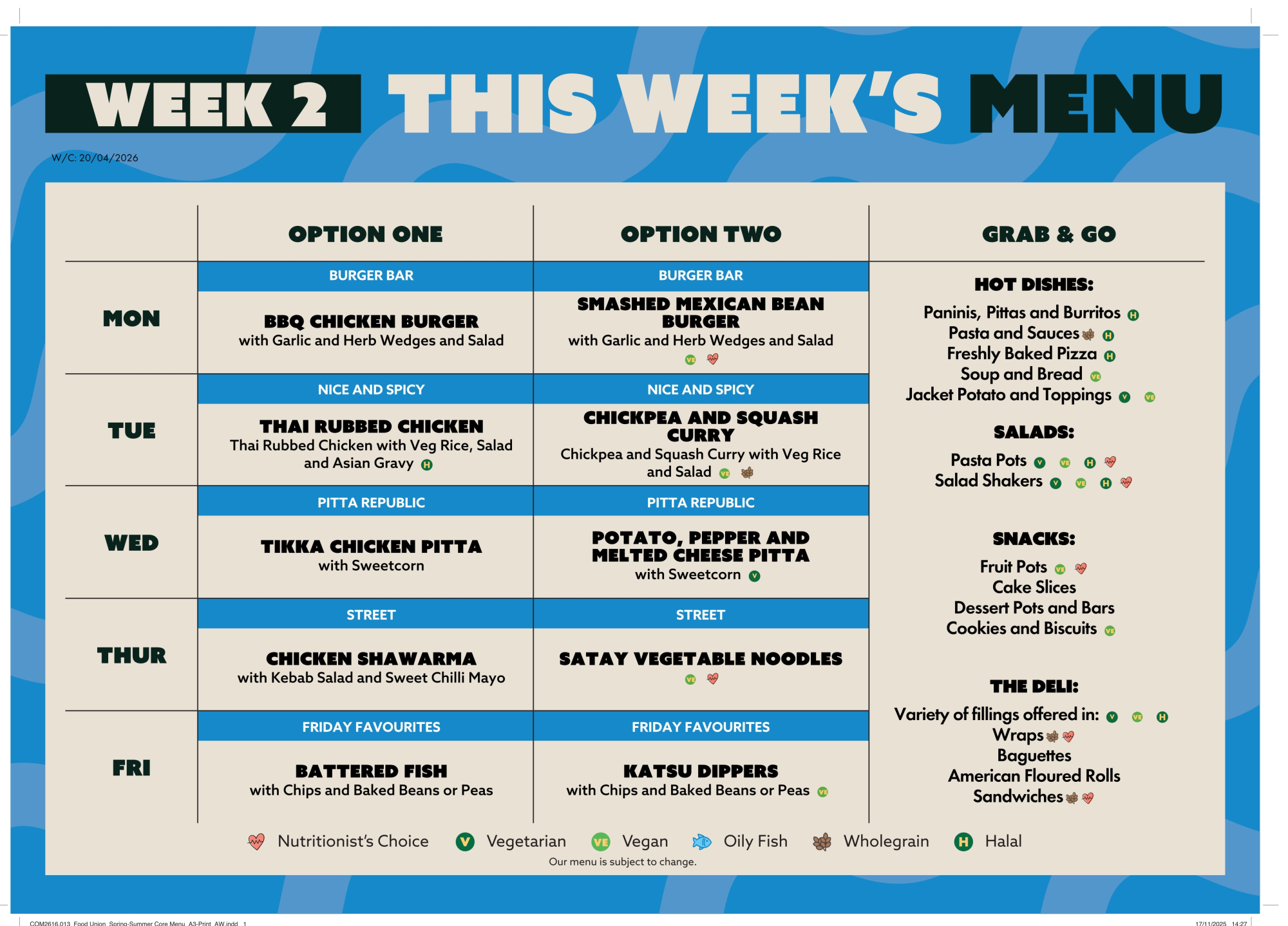 spring summer menu 2026-2